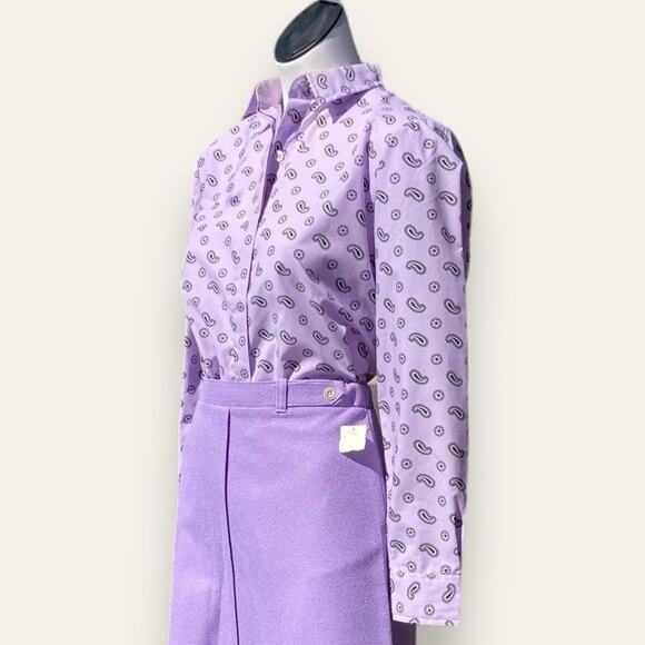 VTG professional Light purple button up with black Paisley and floral print - Picture 2 of 6